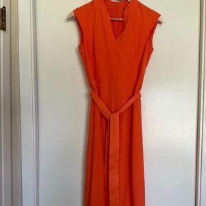 Karen Millen Orange Sleeveless Midi Dress Size 2